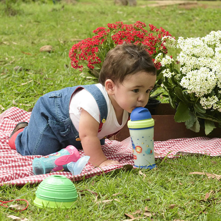 Vaso Infantil Térmico Con Tapa Retráctil Azul