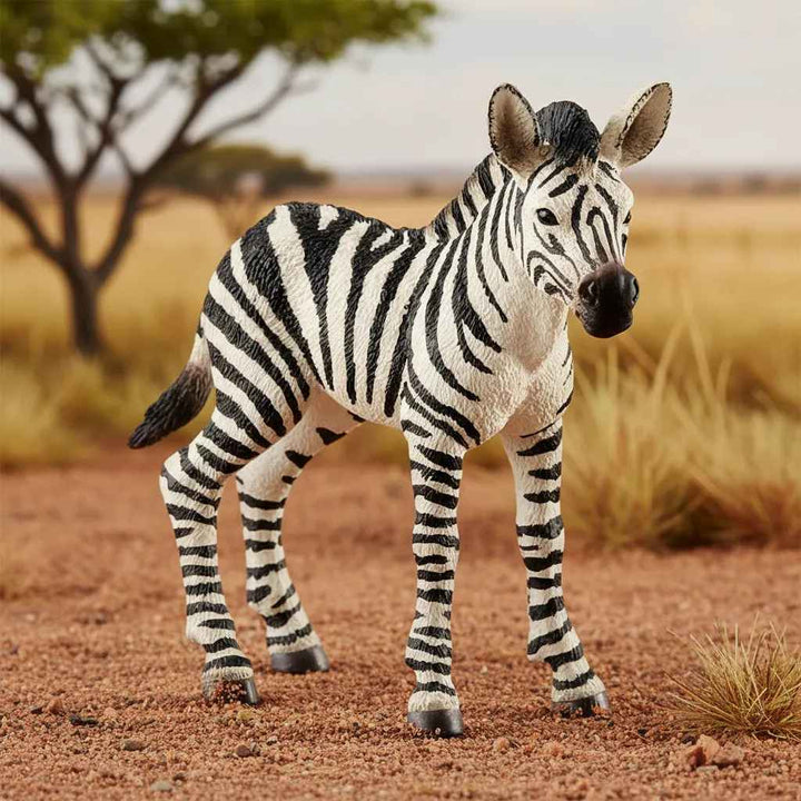 Figura Animales Cria De Cebra Pintada A Mano
