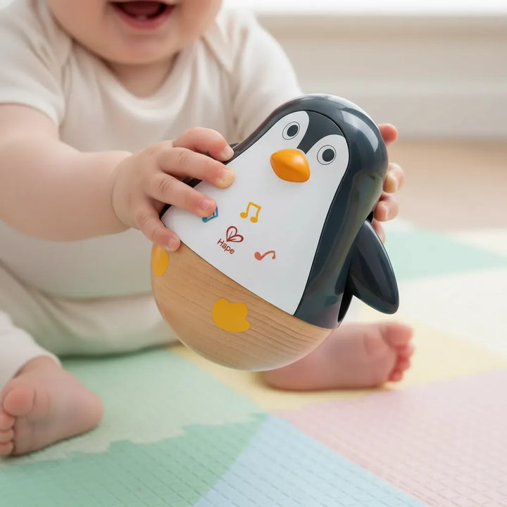 Juego Pingüino Sonajeros Musical Hape 3 Piezas Para Niños