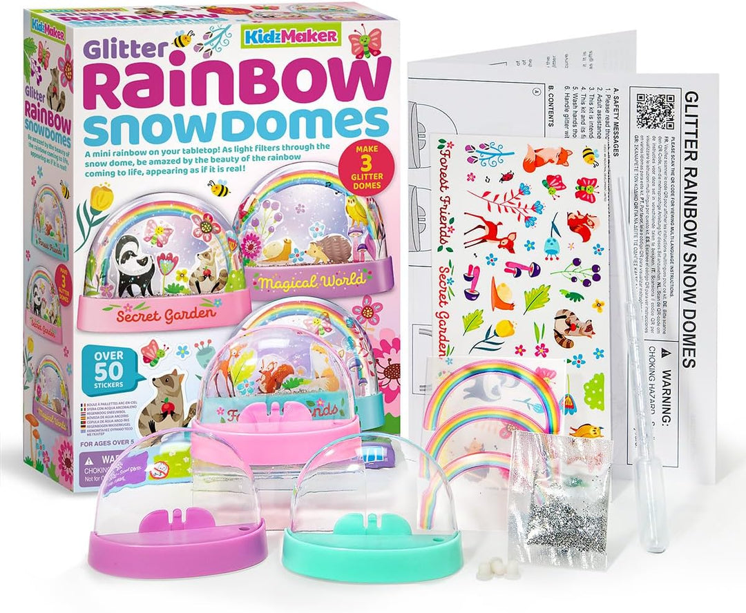 Juego Kit De Cúpulas De Nieve Arcoíris Con Purpurina Niños