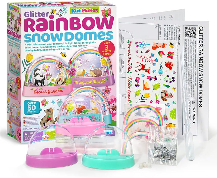 Juego Kit De Cúpulas De Nieve Arcoíris Con Purpurina Niños