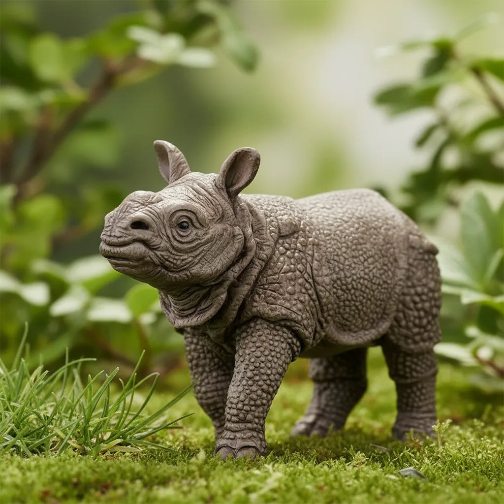 Figura Animales Cría Rinoceronte Pintado A Mano
