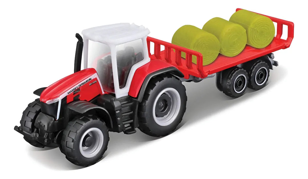 Tractor Y Carretilla A Escala Massey Ferguson Rojo