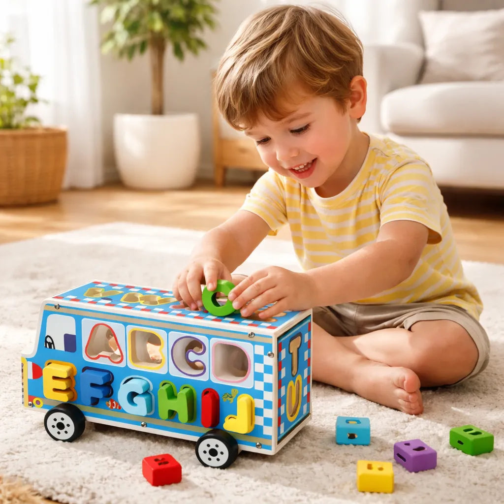 Bus Multifuncional Para Encajar En Madera Para Niños