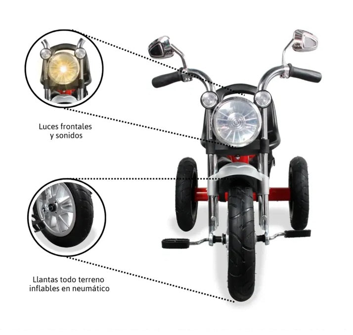 Triciclo Montable  Harley Con Luces Para Niños