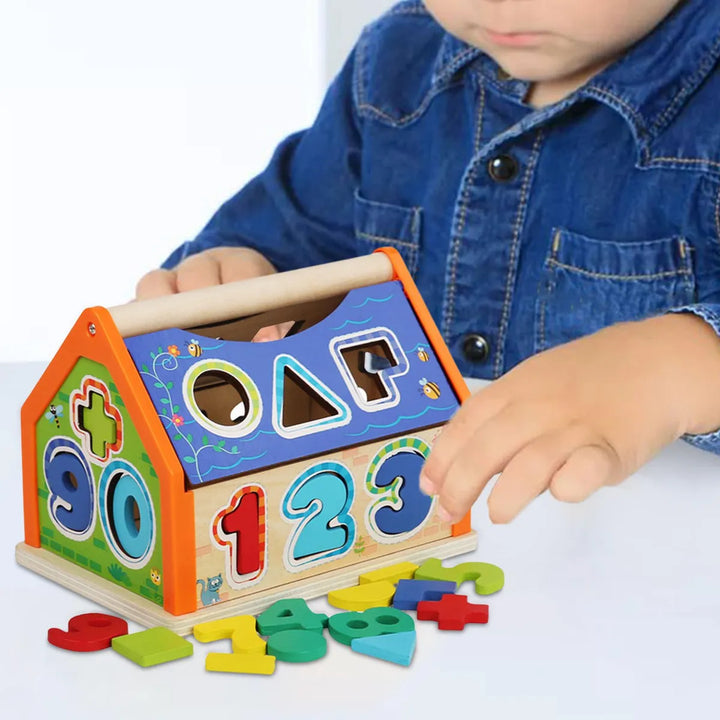 Casa Didáctica Montessori En Madera Con Números Y Formas