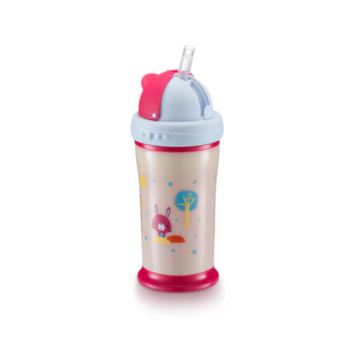 Vaso Infantil Térmico Con Tapa Retráctil rosado