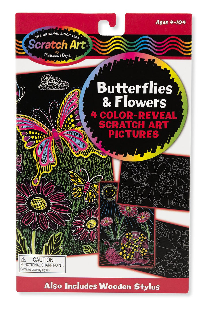 Libro Creativo Scratch Flores Y Mariposas Para Niños