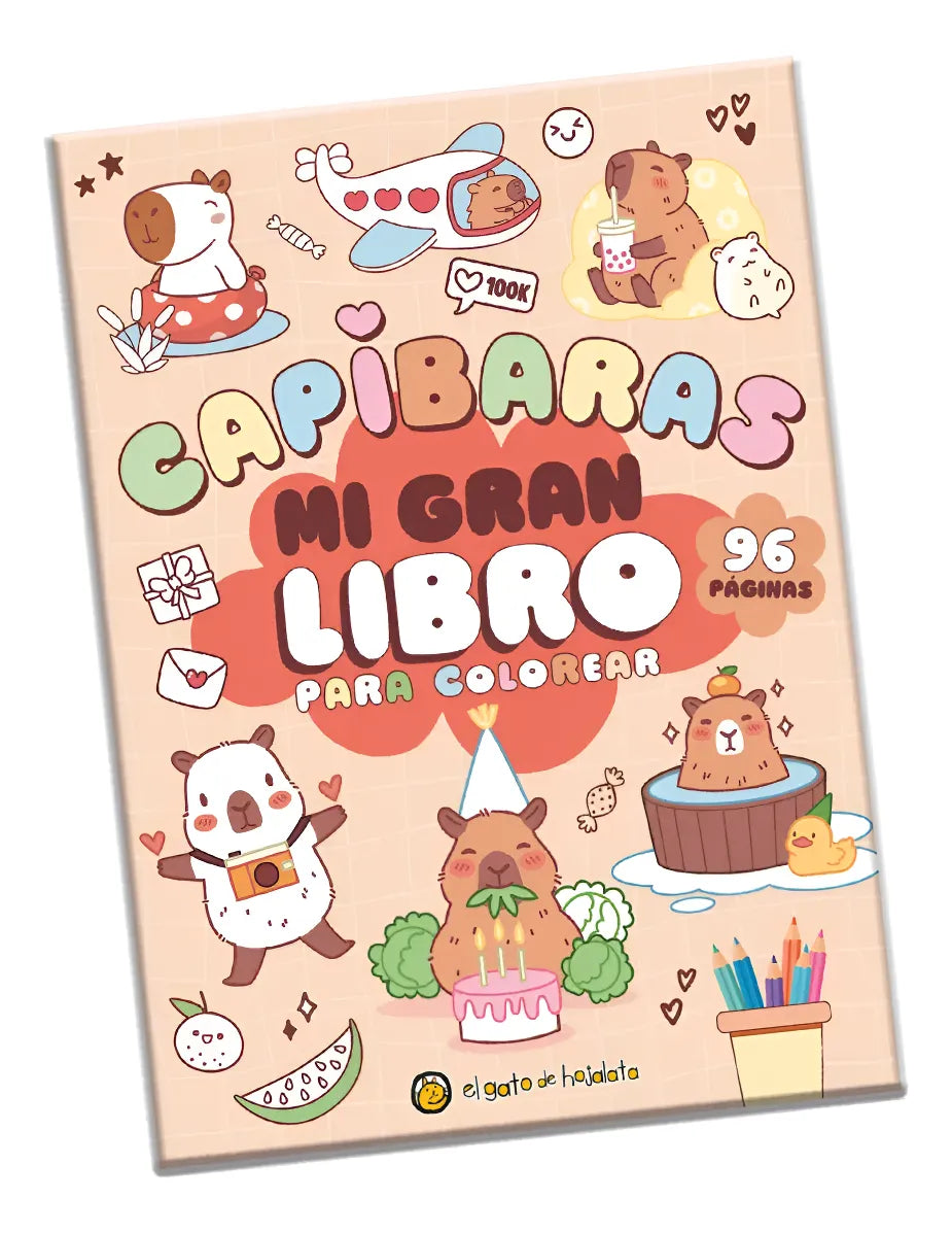 Libro Para Colorear Diseño Capibaras Para Niños