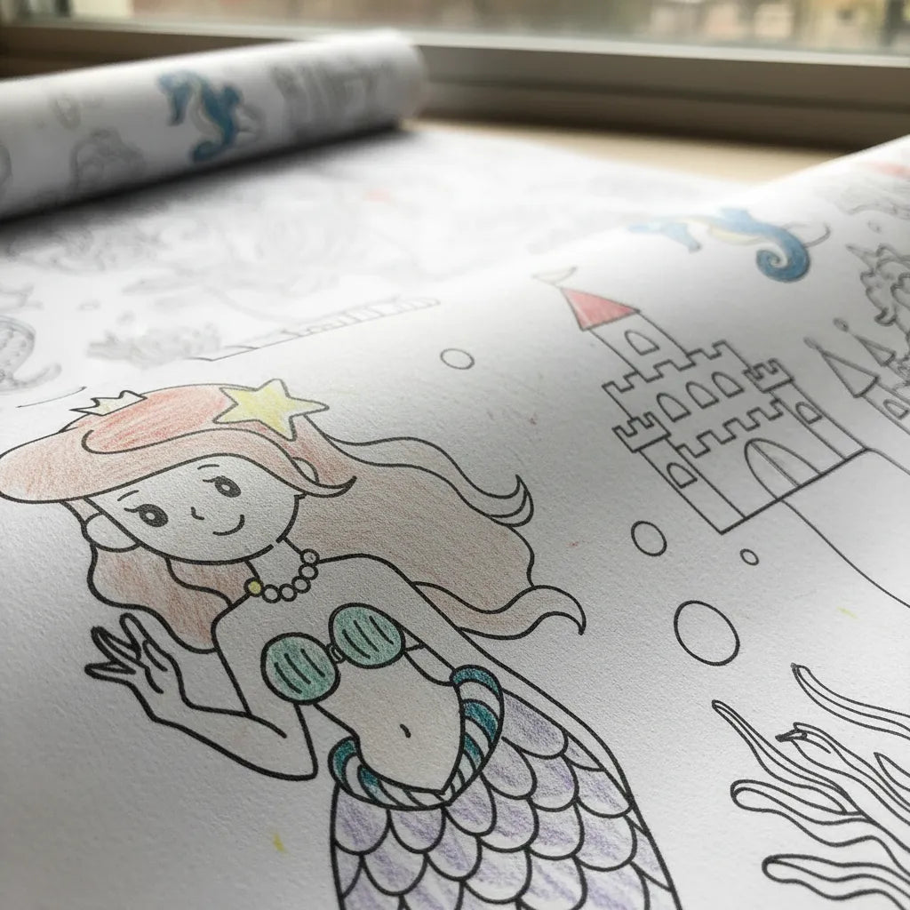 Rollo Para Colorear Diseño Sirenas Para Niños