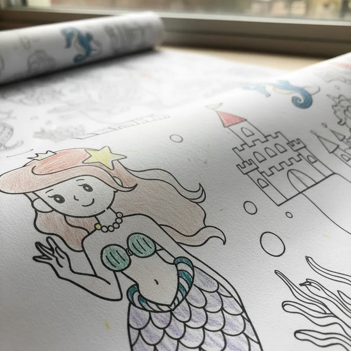 Rollo Para Colorear Diseño Sirenas Para Niños