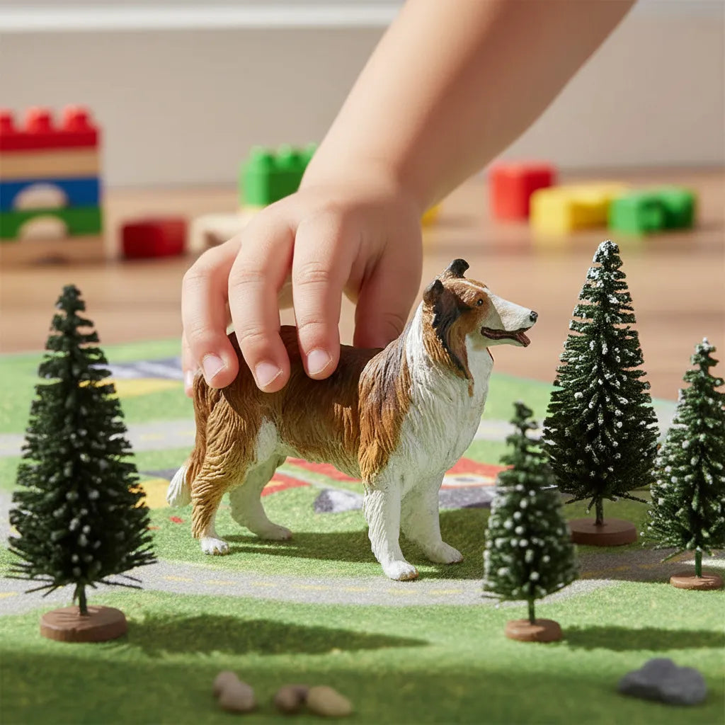 Figura Perro Collie Pintado a Mano
