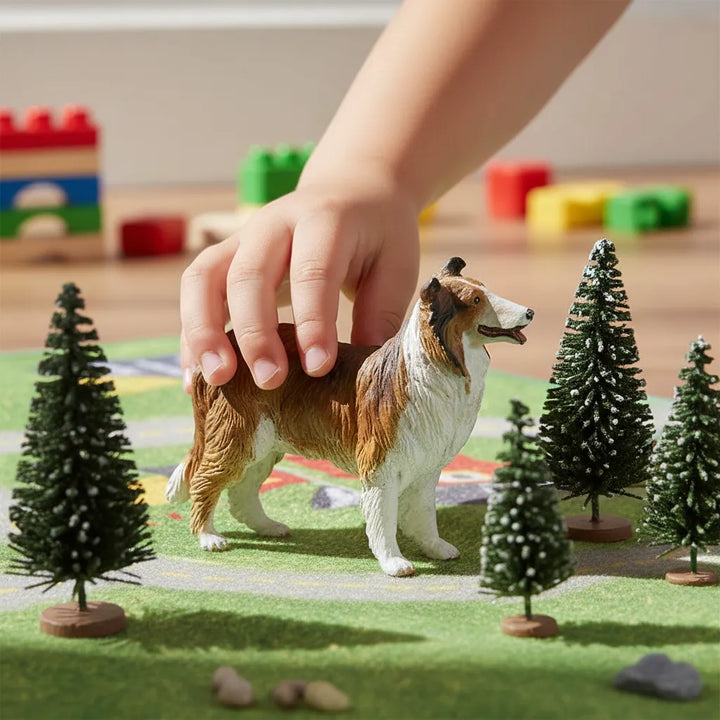 Figura Perro Collie Pintado a Mano