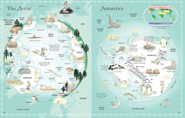 Libro Didáctico Atlas Mundial Con Stickers Usborne Para Niños