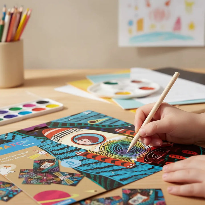 Set De Arte y Manualidades Para Raspar El Espacio
