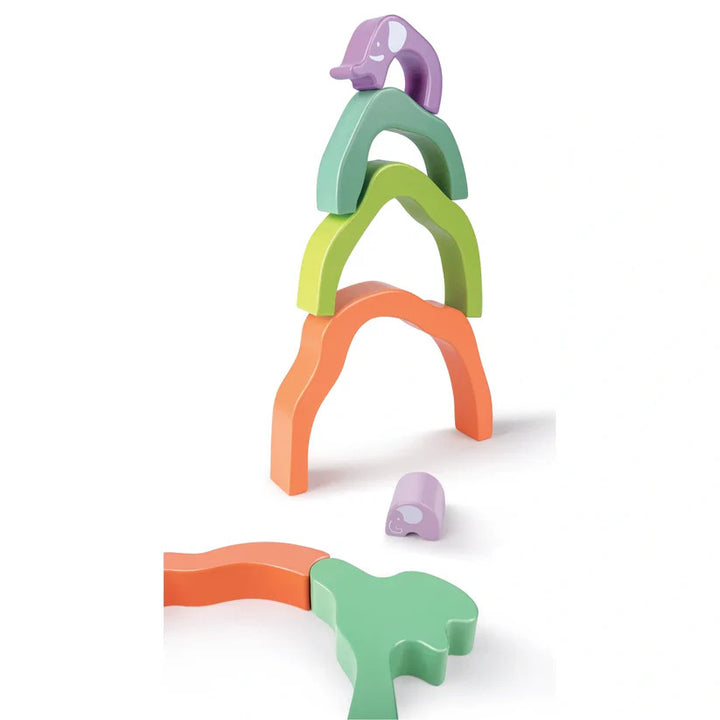 Juego  Bloques Apilables Elefante Madera Para Niños