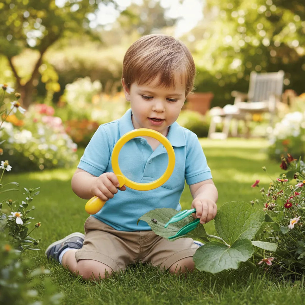Pinza Sensorial y Lupa Amarillo Para Niños niñas