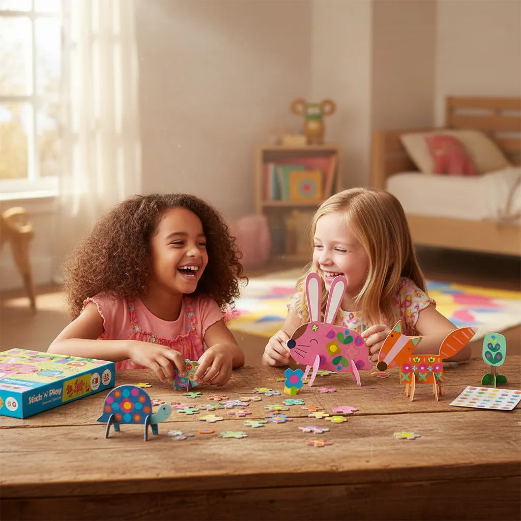 Set De Arte Y Manualidades Animales Del Jardin Con Stickers