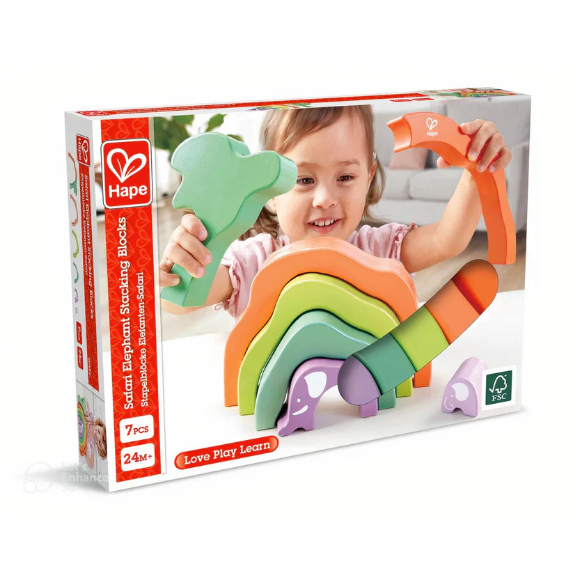 Juego  Bloques Apilables Elefante Madera Para Niños