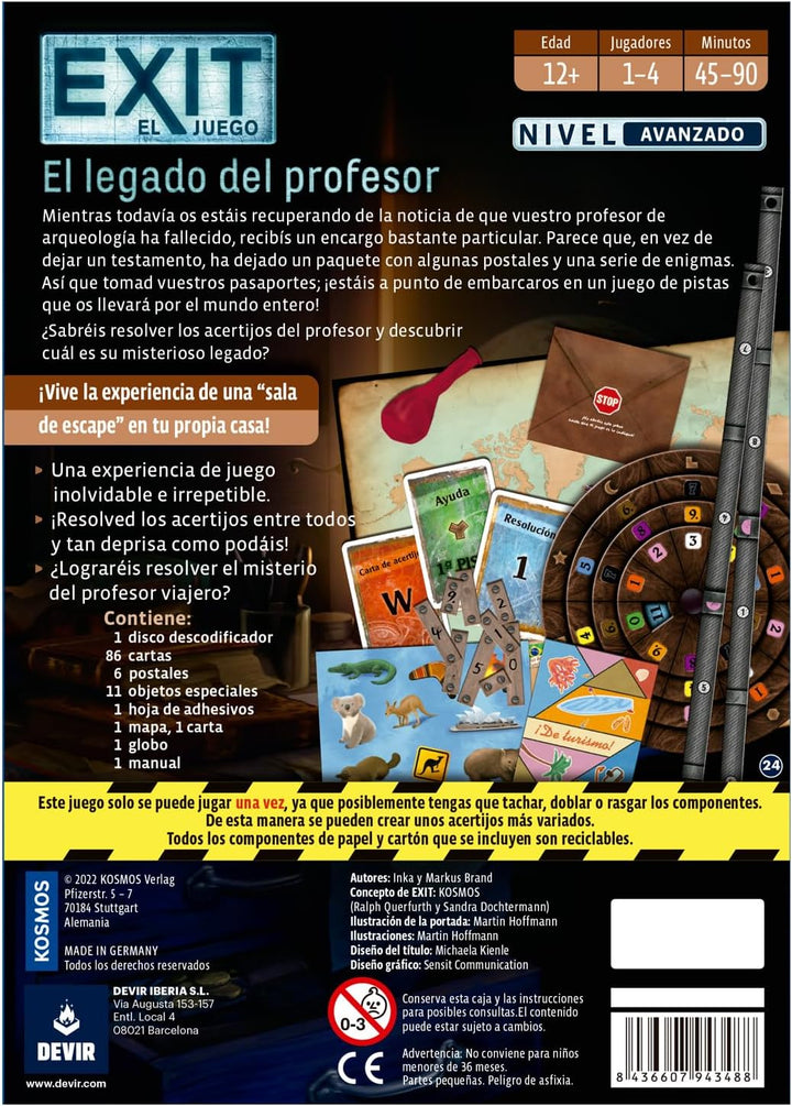 Juego De Mesa Exit El Legado Del Profesor Niños