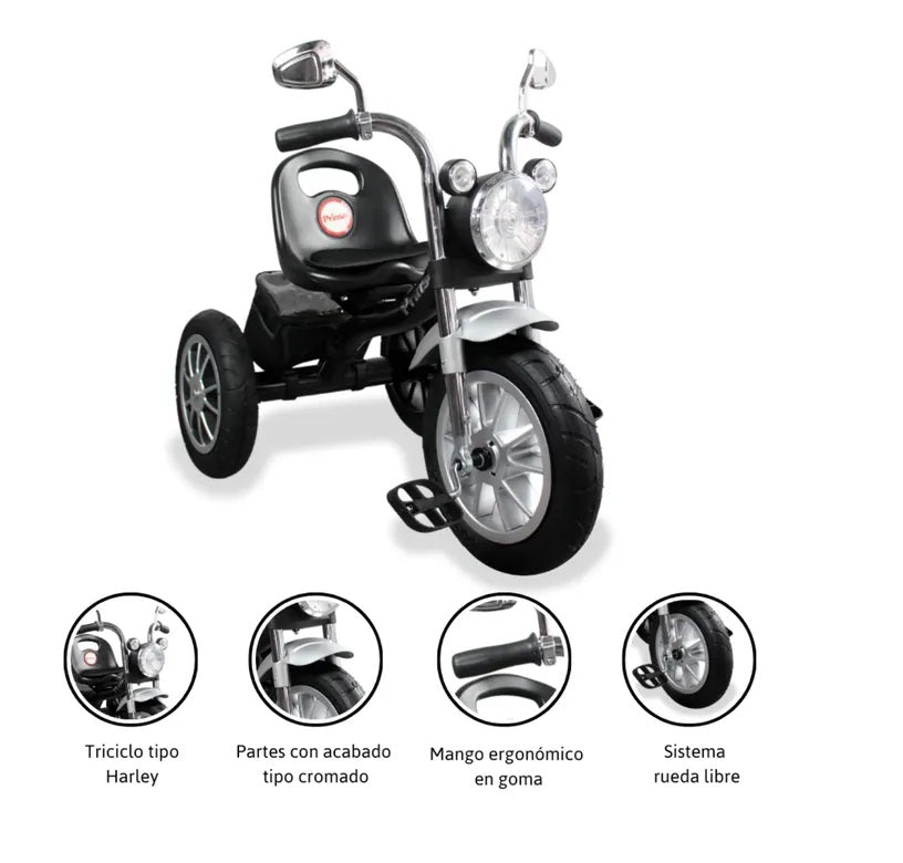 Triciclo Montable  Harley Con Luces negro Para Niños