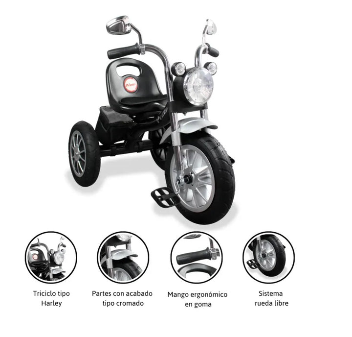 Triciclo Montable  Harley Con Luces negro Para Niños
