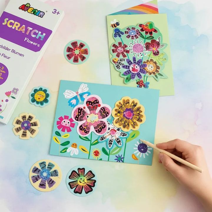Juego Tarjetas Floral Para Raspar Niños