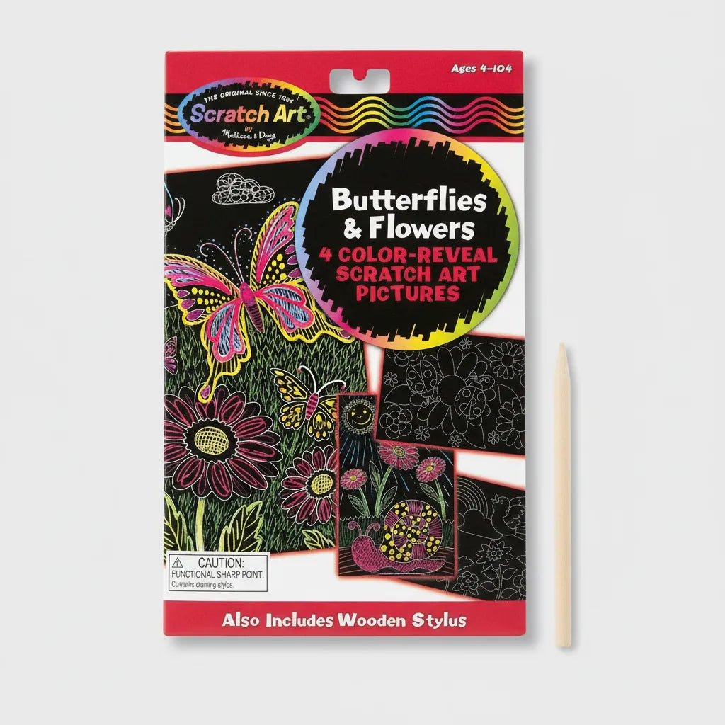 Libro Creativo Scratch Flores Y Mariposas Para Niños