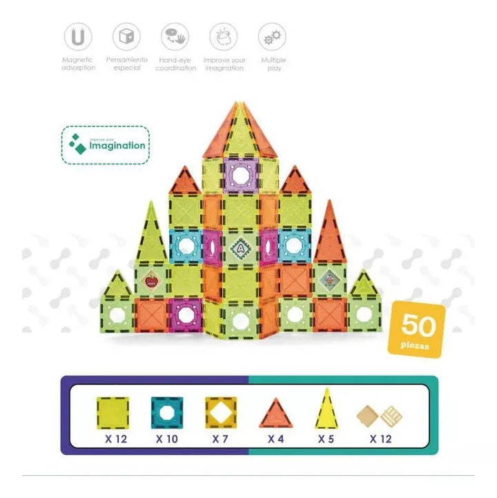 Bloques Construcción Magnéticos 50 Piezas Para Niños