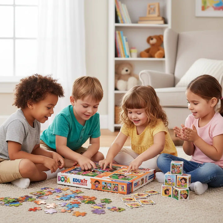 Juego 4 En 1 Dora La Exploradora Memoria Para Niños Niñas