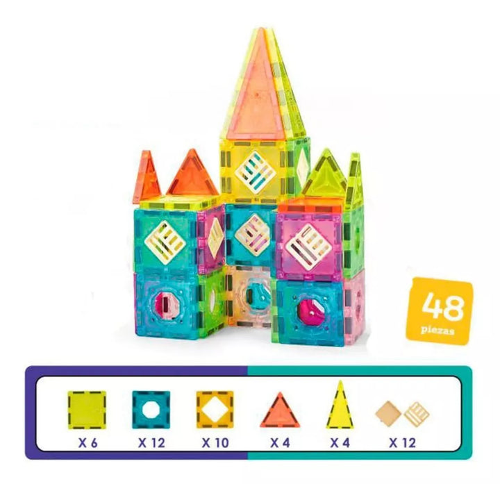 Juego Construcción Bloques Magnéticos 48 Piezas