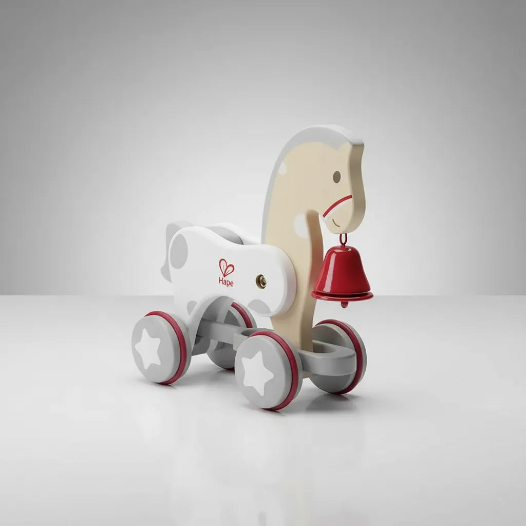 Juguete Motricidad Pony de Arrastre Hape Madera Para Niños
