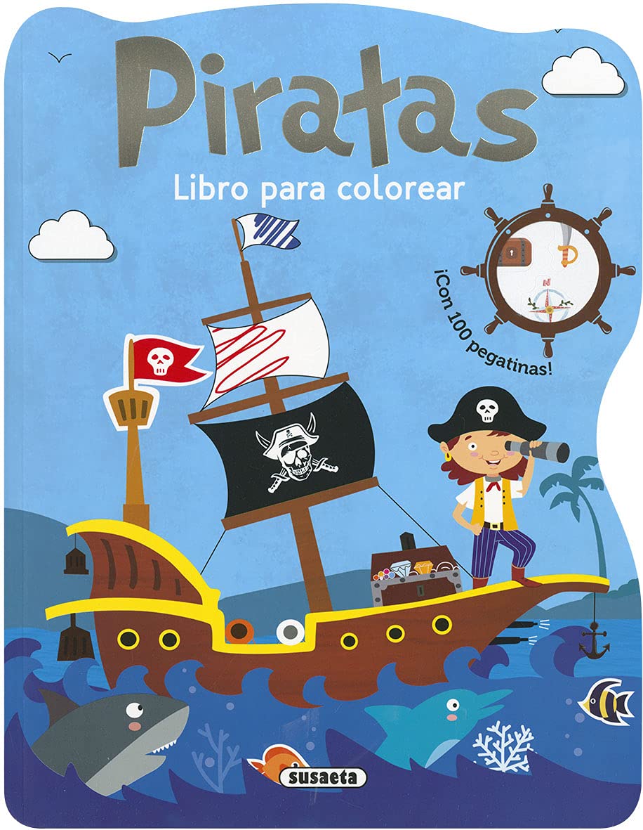 Libro Para Colorear Los Piratas Con Stickers Para Niños