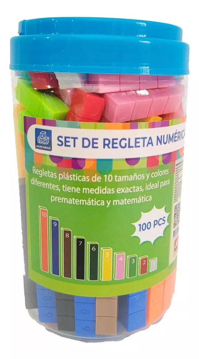 Set Didáctico Regletas Numéricas 100 piezas Para Niños