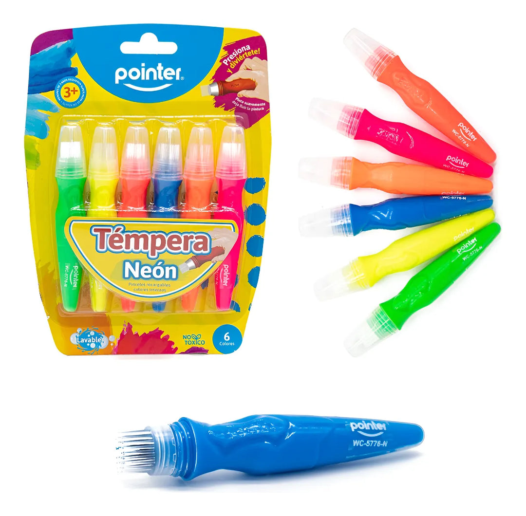 Tempera Pincel Pintura Lavable Neon