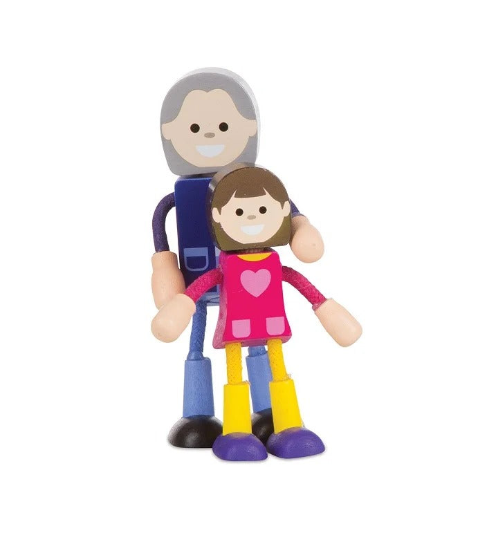 Juego Figuras Flexibles Familia De Madera Niños