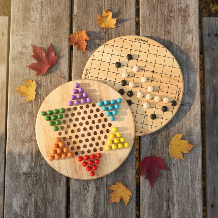 Juego De Mesa 2 En 1 Damas Chinas Madera Niños