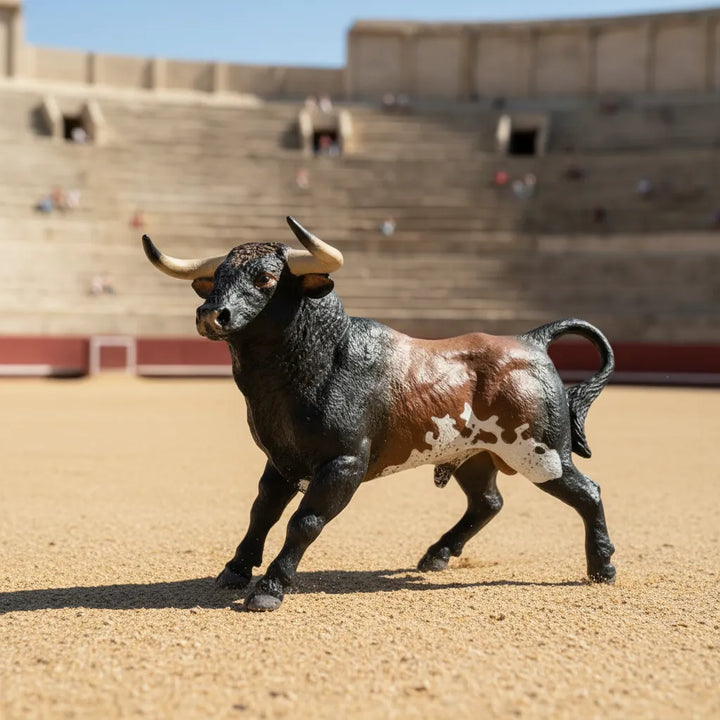 Figura Coleccionable Toro Español Café Y Blanco Para Niños