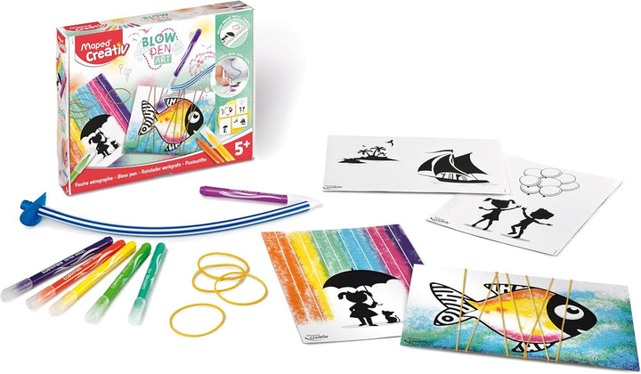 Juego Arte Con Pluma Soplada Para Niños