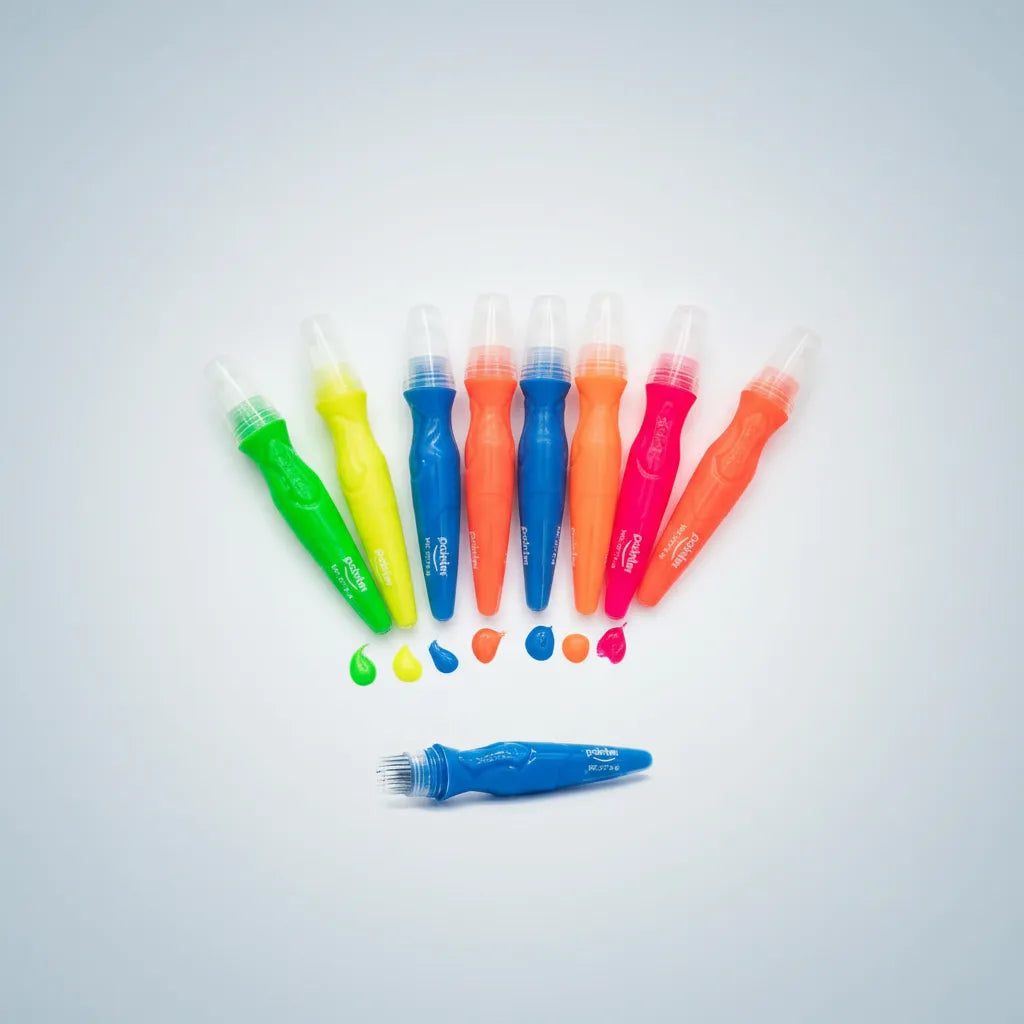Tempera Pincel Pintura Lavable Neon