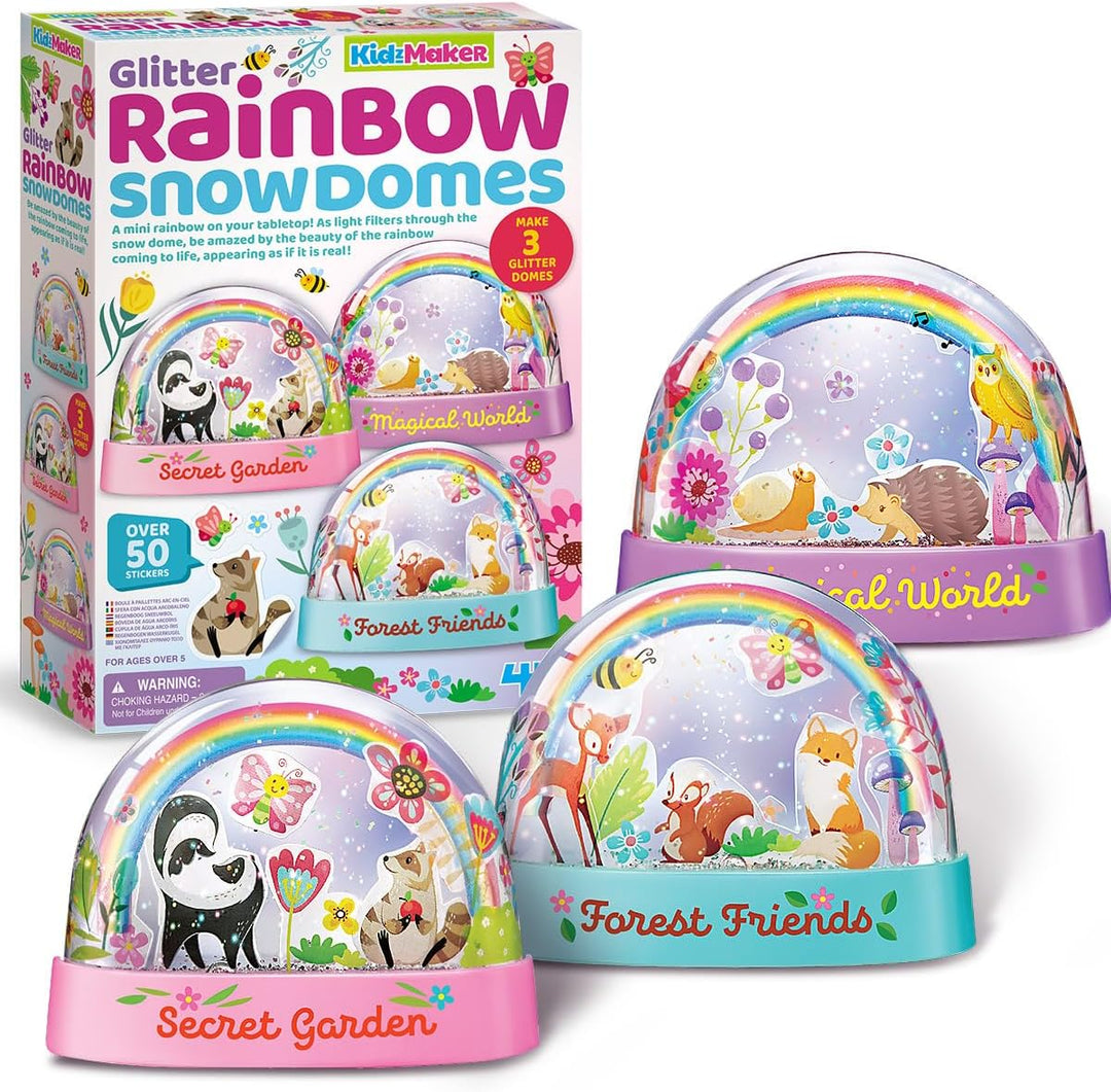 Juego Kit De Cúpulas De Nieve Arcoíris Con Purpurina Niños
