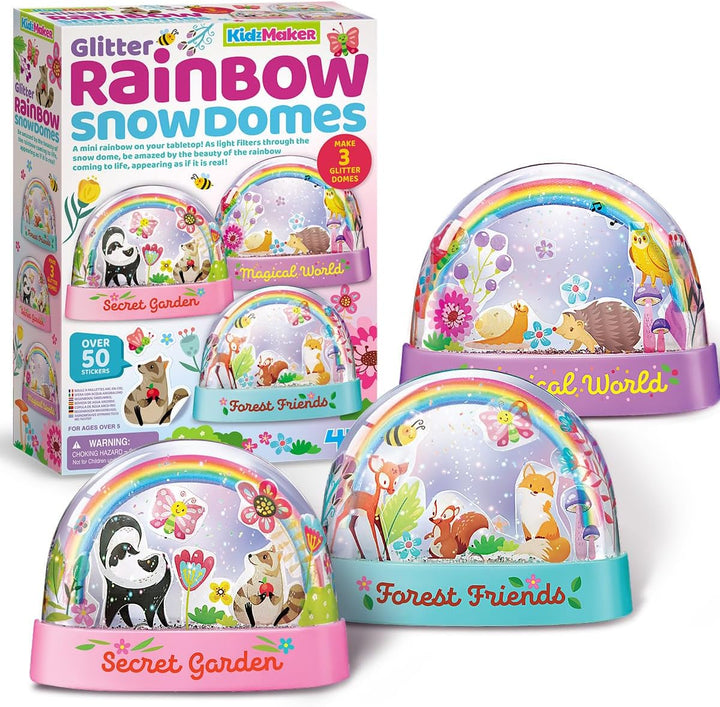 Juego Kit De Cúpulas De Nieve Arcoíris Con Purpurina Niños