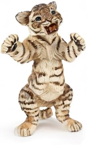 Figura Cría Tigre De Pie Pintada A Mano Papo