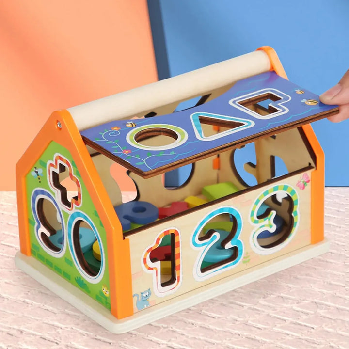 Casa Didáctica Montessori En Madera Con Números Y Formas