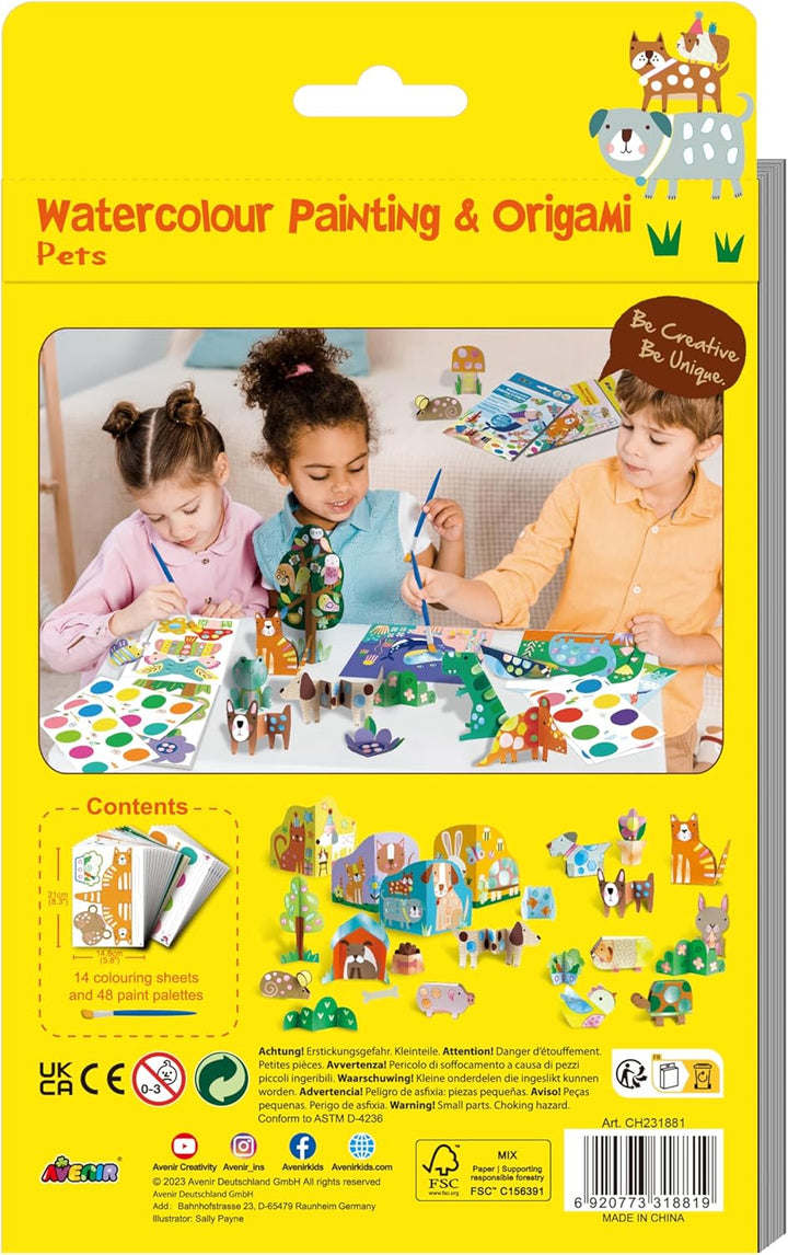 Set Acuarela Y Origami animales Para Niños