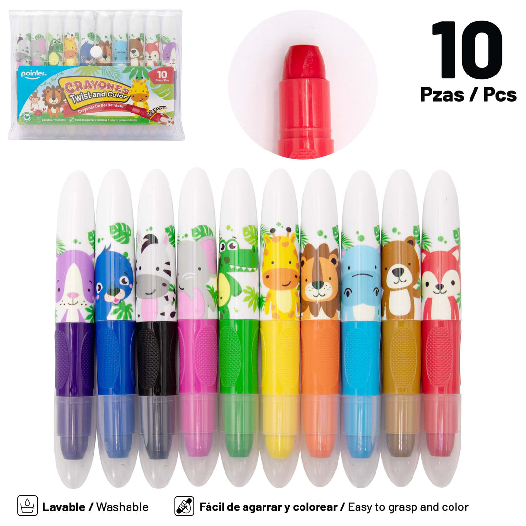 Set De Crayones Gel Retráctil 10 Piezas Para Niños