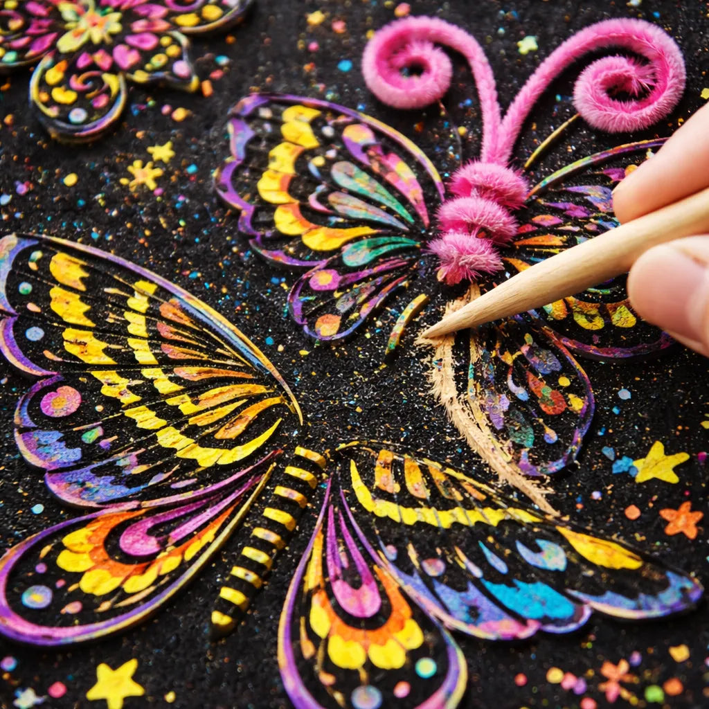 Set De Arte y Manualidades Para Raspar Mariposas