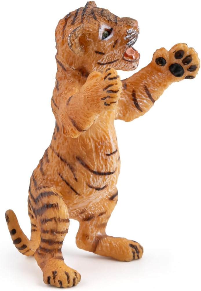 Figura Cría Tigre De Pie Pintada A Mano Papo