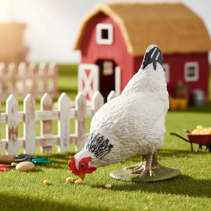 Figura Coleccionable Gallina Blanca Pitado A Mano Papo Niños