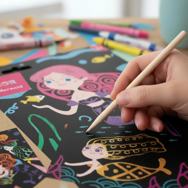 Set De Arte y Manualidades Para Raspar Sirenas